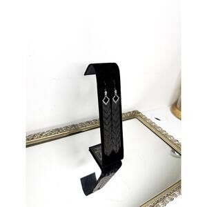 Vintage Dark Silvertone Tassle Dangle Earrings with Reinstones